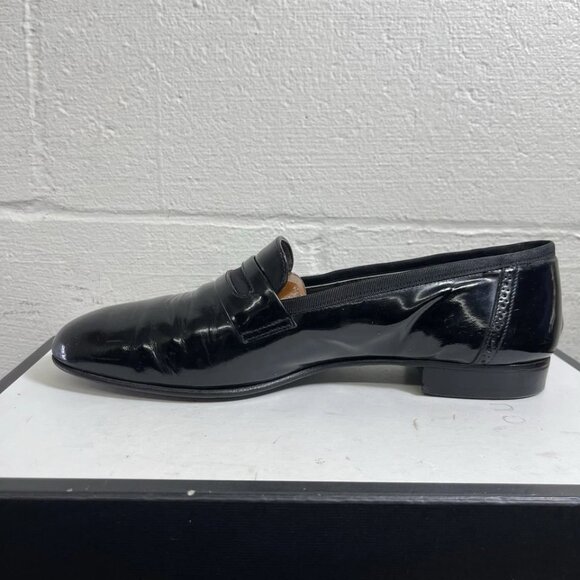 Cesare Bertelli Black Leather Loafer Slip On Dress Shoes Mens 10.5 Made In Italy